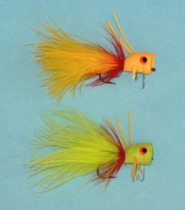 Foam Weedless Roundhead Popper in yellow or chartreuse