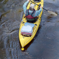 overhead view of a kayak with anchor system